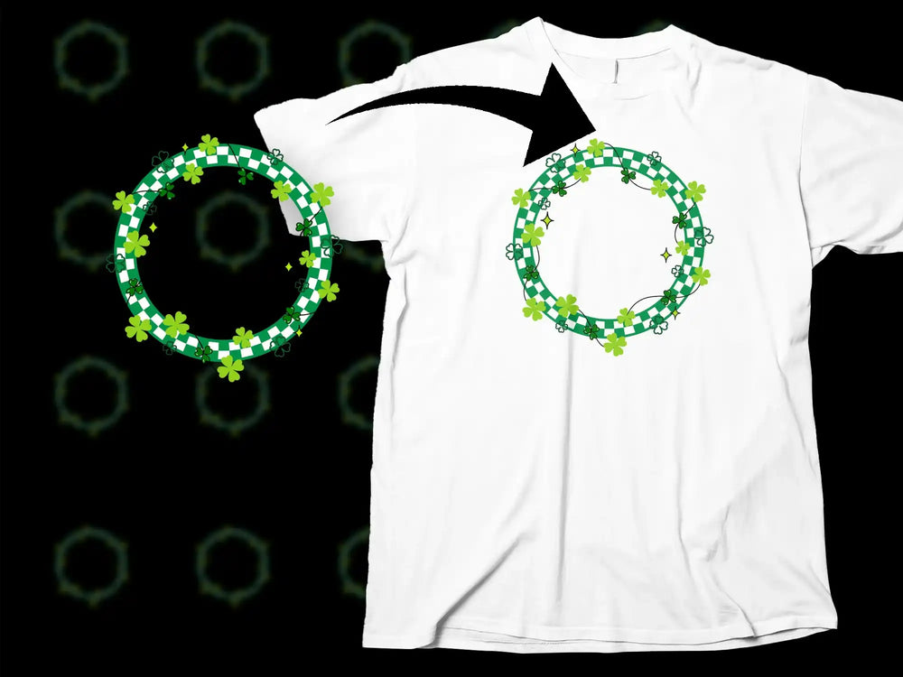 Green White Checkered Circle Shamrocks Sparkles product type