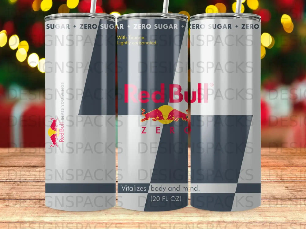 Three cans of Red Bull energy drink, "Zero Sugar" varieties, with text.
