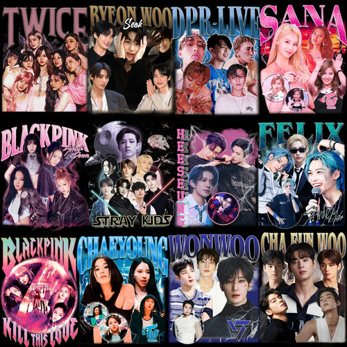 65 KPOP Music Tribute Streetwear & Bootleg Designs Bundle PNG