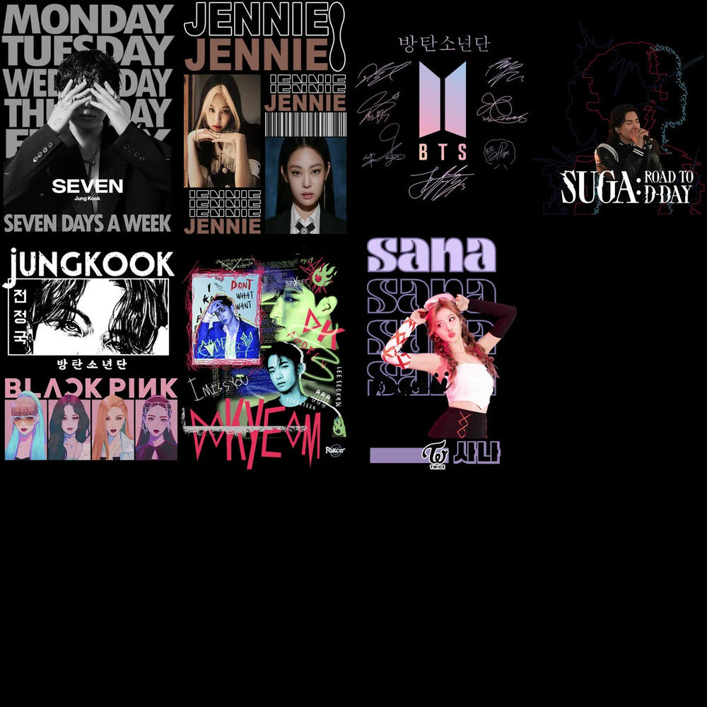 65 KPOP Music Tribute Streetwear & Bootleg Designs Bundle PNG