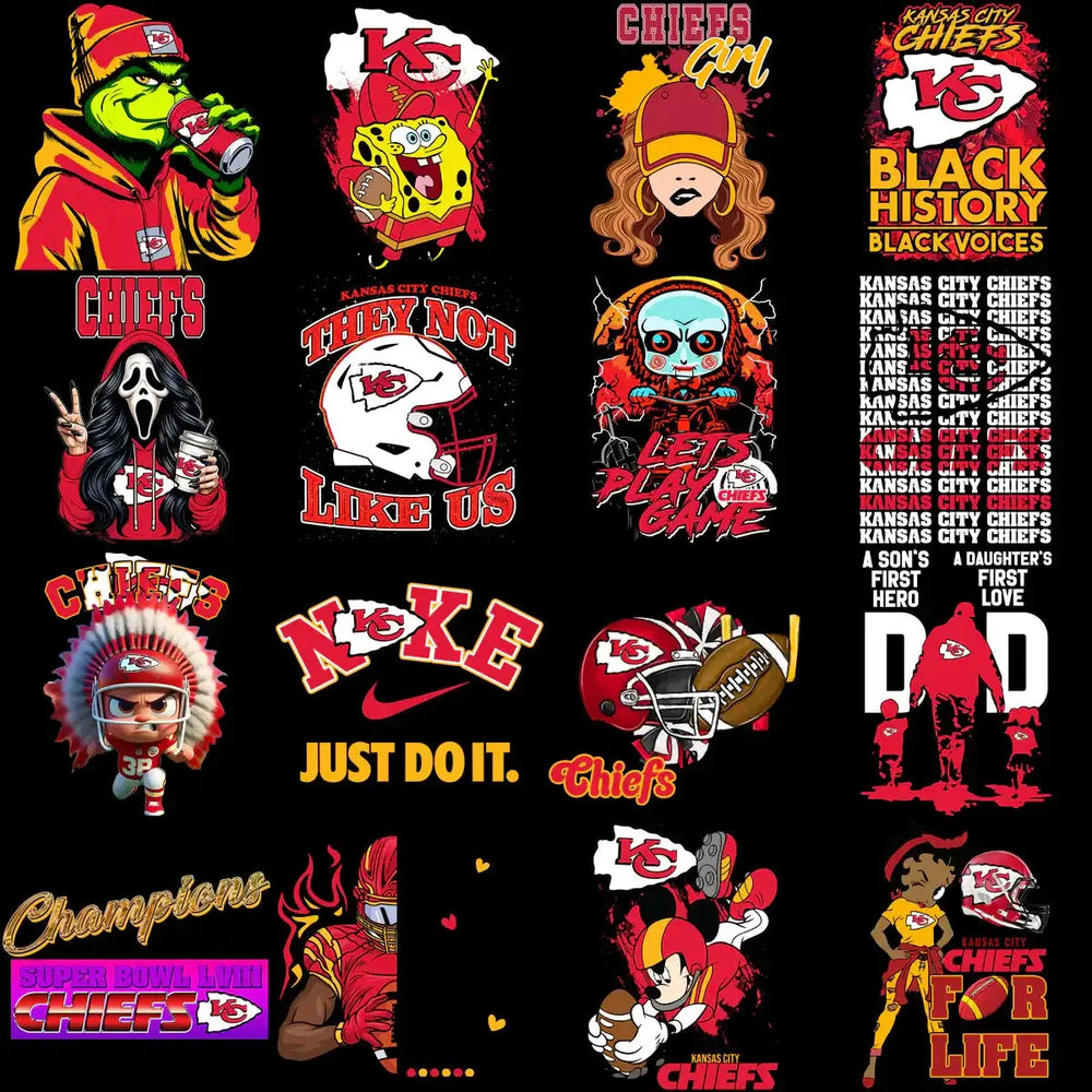 65 Super Bowl CHIEFS MEGA Football Designs Bundle PNG