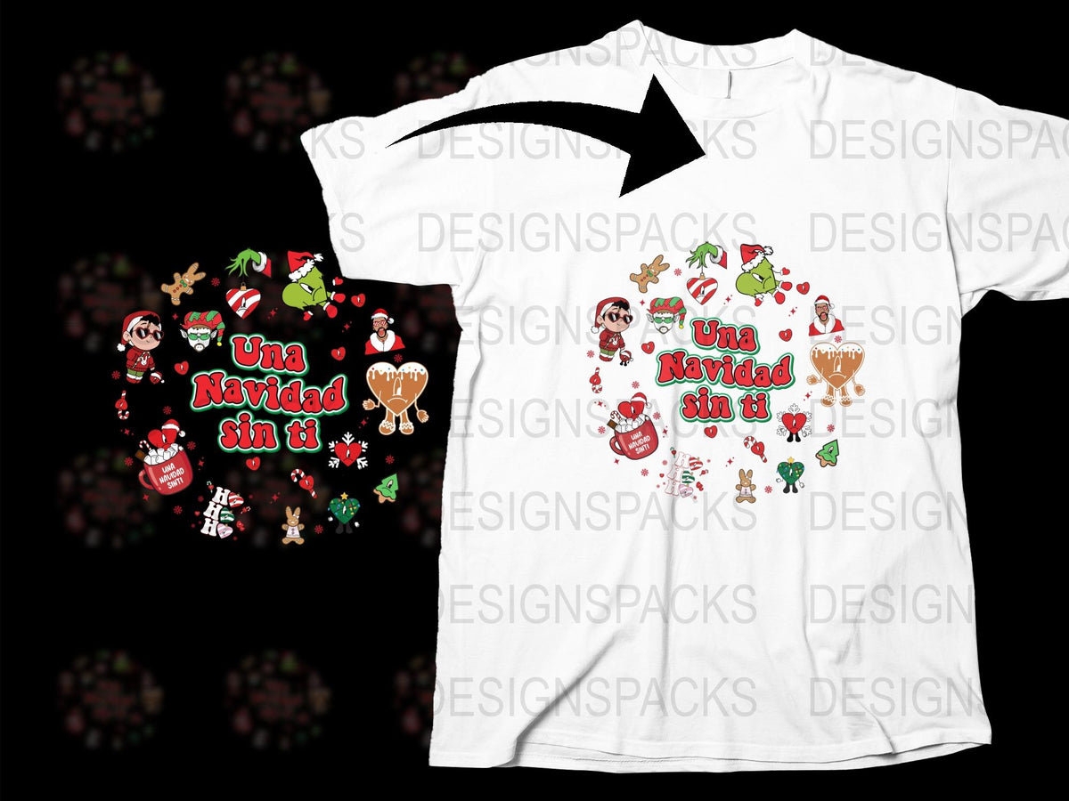 Festive Christmas T-Shirt, Una Navidad Sin Ti Design, Holiday Graphic Tee, Unique Xmas Apparel