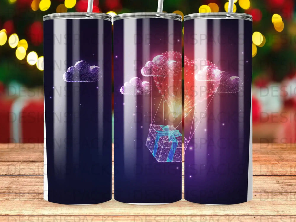 Glowing Clouds Gift Box Hot Air Balloon Low Poly Design Tumbler product type