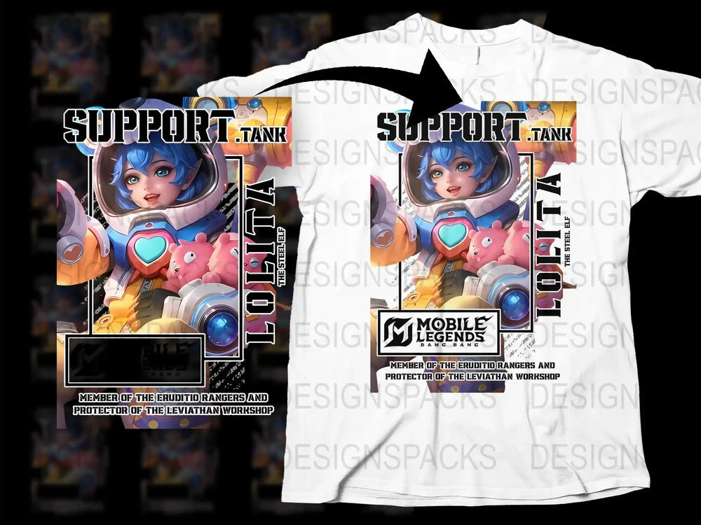 Mobile Legends Lolita T-Shirt, Support Tank Graphic Tee, Gamer Apparel, Unisex Gaming Shirt