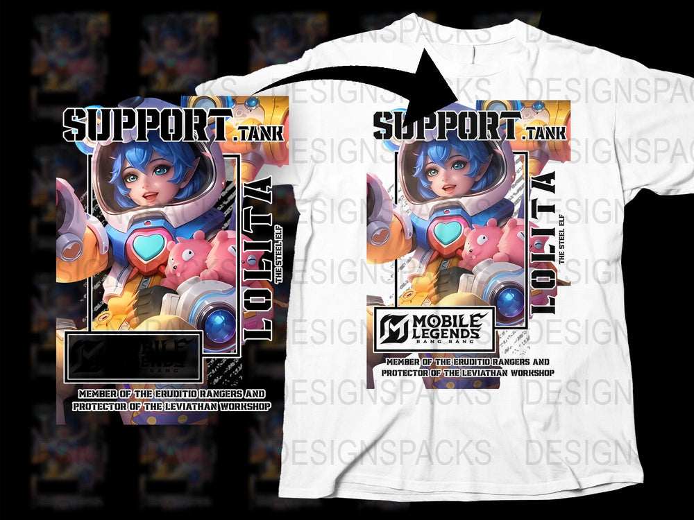 Mobile Legends Lolita T-Shirt, Support Tank Graphic Tee, Gamer Apparel, Unisex Gaming Shirt