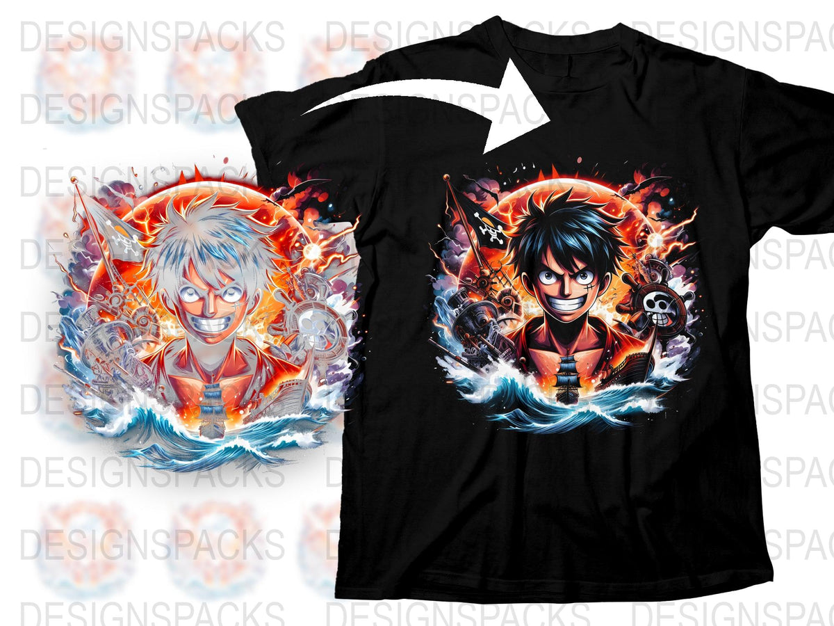 Anime Inspired Fiery Graphic T-Shirt, Cool Character Flames Tee, Vibrant Colors, Unisex Casual Wear, Unique Design Top, Gift for Fans