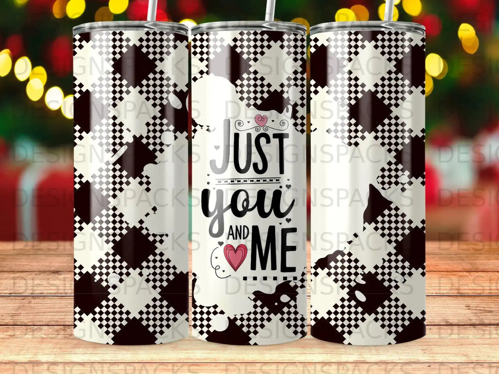 Black White Checkered Pattern Just You And Me Tumbler product type