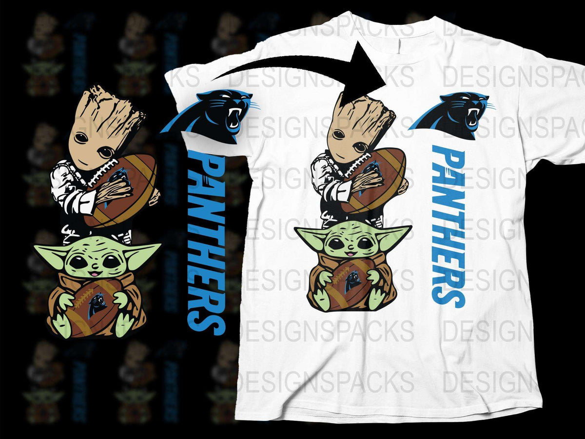 Comic Style Guardians Character Baby Alien Graphic T-Shirt, Fantasy Space Theme Tee, Panthers Bold Text Design Shirt