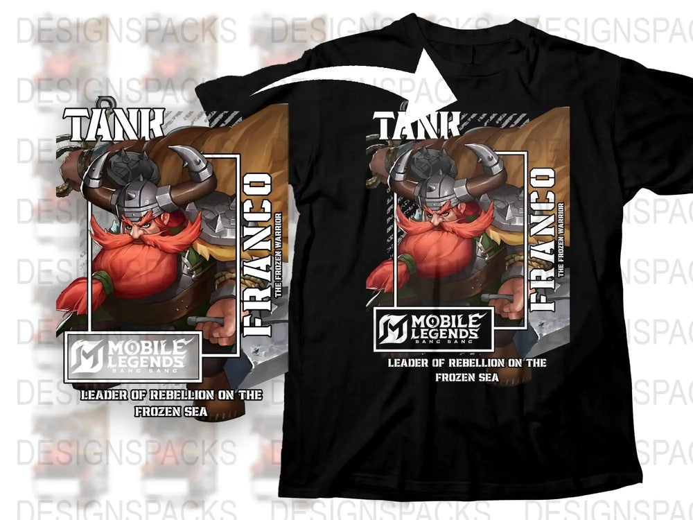 Mobile Legends Franco T-Shirt, Gaming Tee, Leader of Rebellion Graphic, Men's Fashion, Cool Character Shirt, Gamer Gift