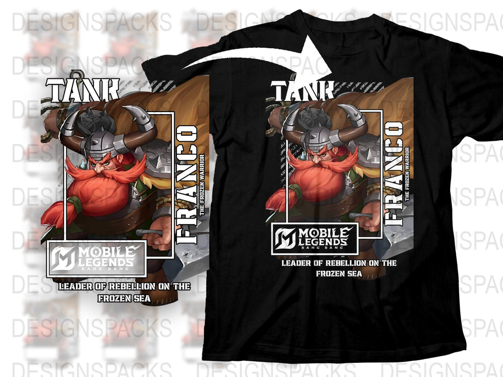 Mobile Legends Franco T-Shirt, Gaming Tee, Leader of Rebellion Graphic, Men's Fashion, Cool Character Shirt, Gamer Gift