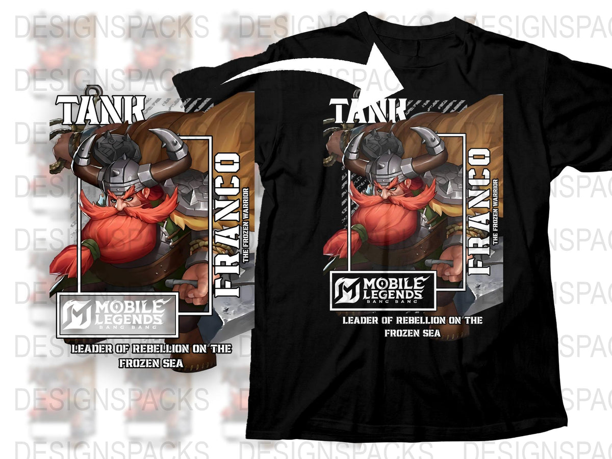Mobile Legends Franco T-Shirt, Gaming Tee, Leader of Rebellion Graphic, Men's Fashion, Cool Character Shirt, Gamer Gift