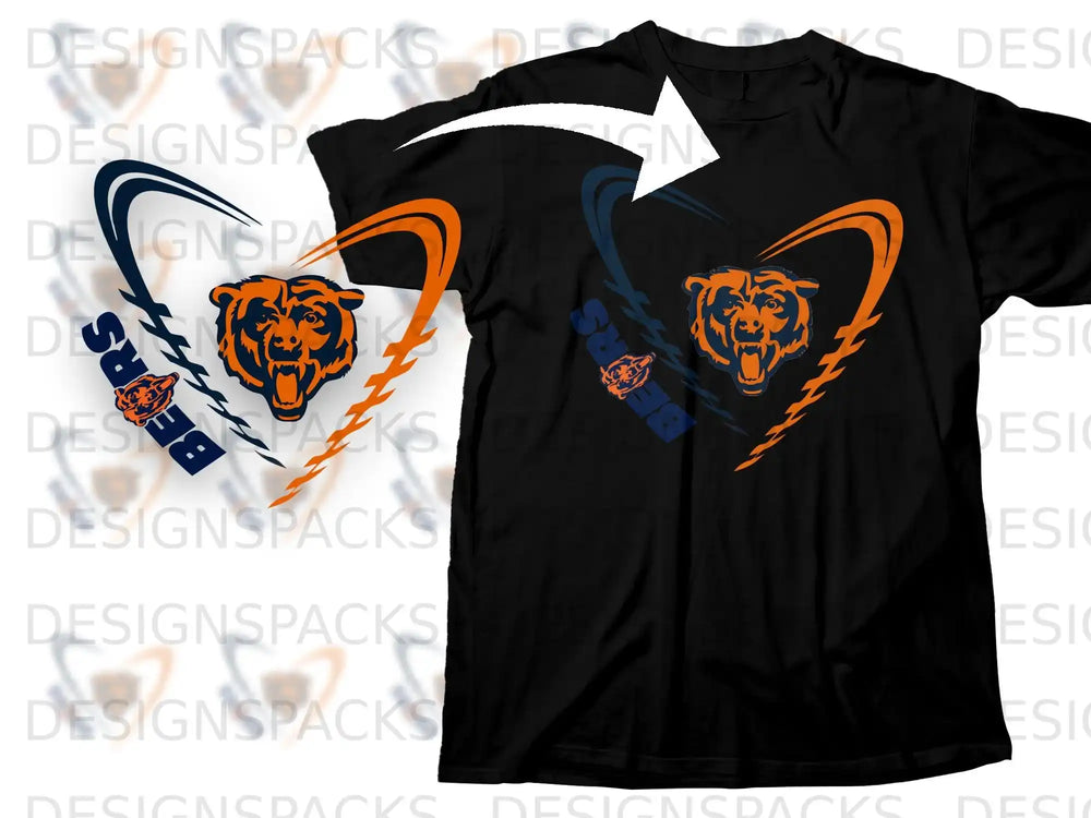 Chicago Bears Logo Split Heart Design T-shirt