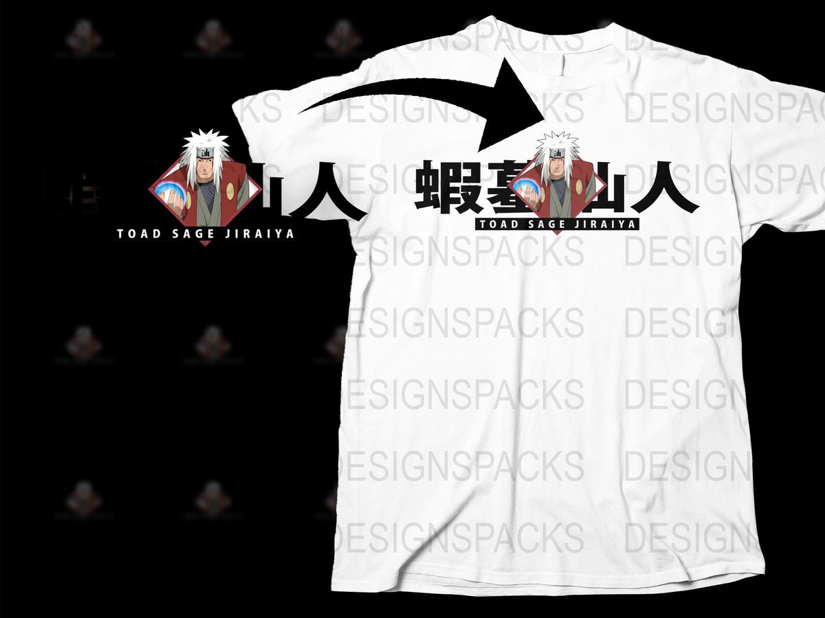 Toad Sage Jiraiya Anime T-Shirt, Unique Graphic Tee, Unisex White Shirt, Manga Inspired Design, Casual Streetwear