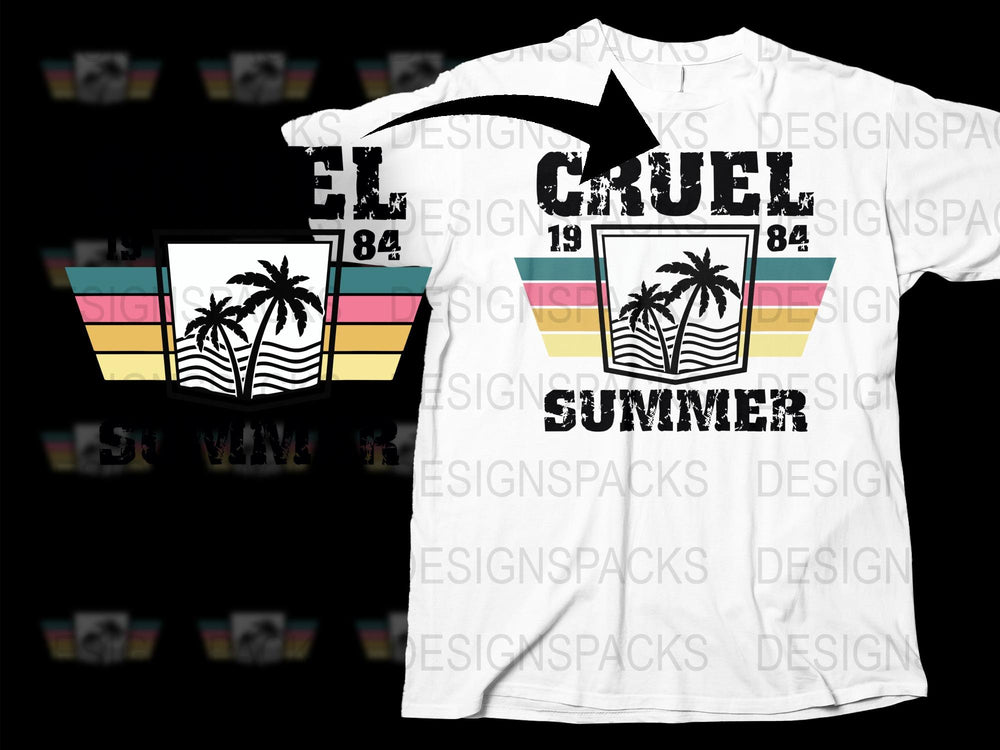 Retro El Cruel Summer T-Shirt, Vintage 1984 Palm Tree Beach Design, Unisex White Tee