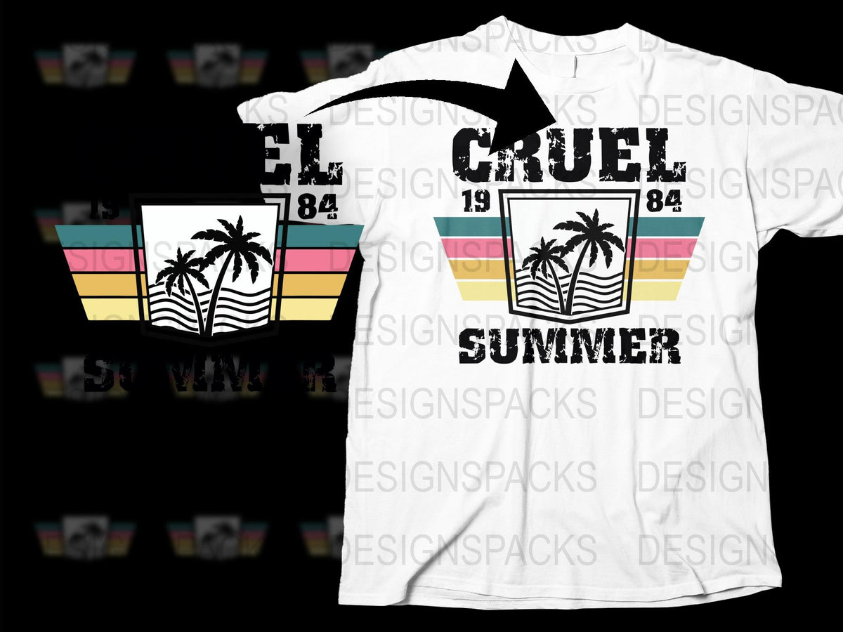 Retro El Cruel Summer T-Shirt, Vintage 1984 Palm Tree Beach Design, Unisex White Tee