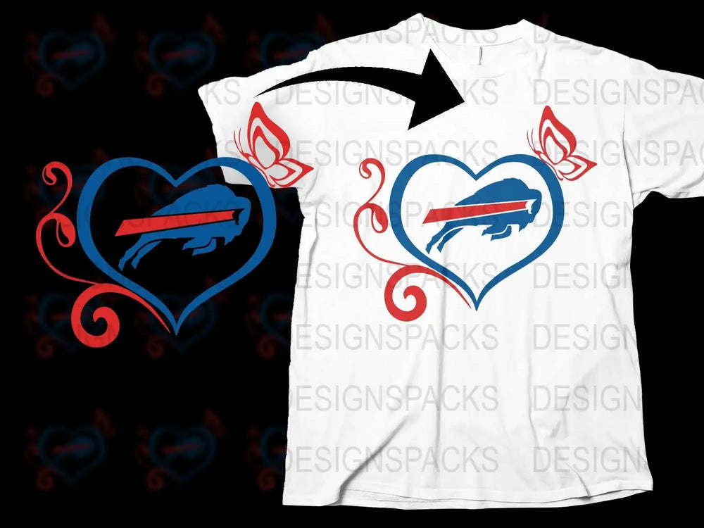 Unique White T-Shirt with Blue Red Heart Graphic Tee, Stylish Men's Women's Unisex Top