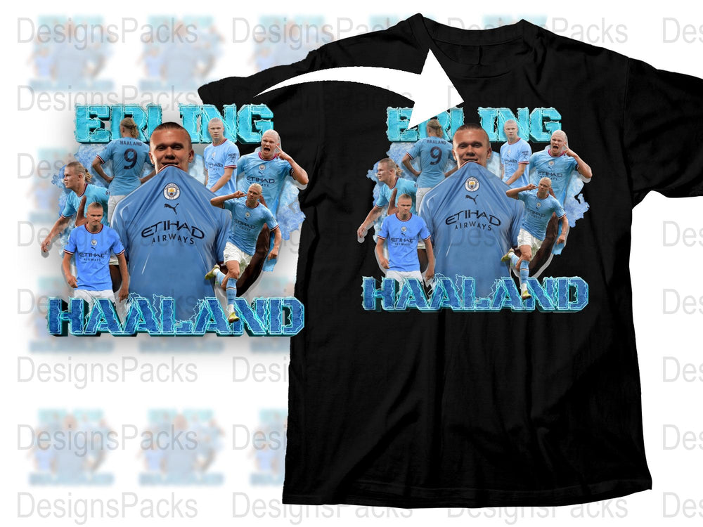 Manchester City Erling Haaland Graphic T-Shirt, Fan Apparel, Football Sports Tee
