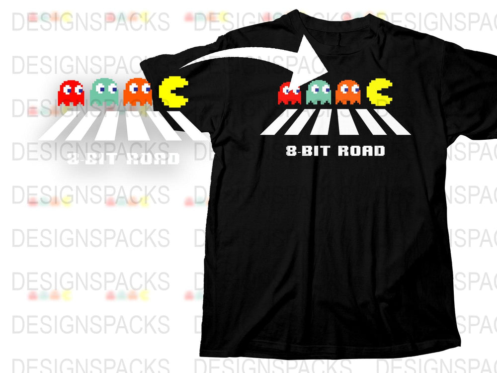 Retro 8-Bit Road Video Game T-Shirt, Classic Arcade Game Tee, Pixel Art Design, Gamer Gift Idea