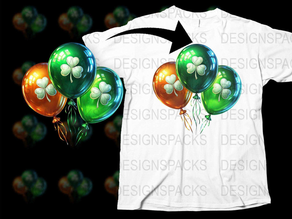 Colorful Balloon Graphic T-Shirt, Unisex White Tee with Green Orange Balloons, Casual Summer Fashion Top, Unique Graphic Design Shirt