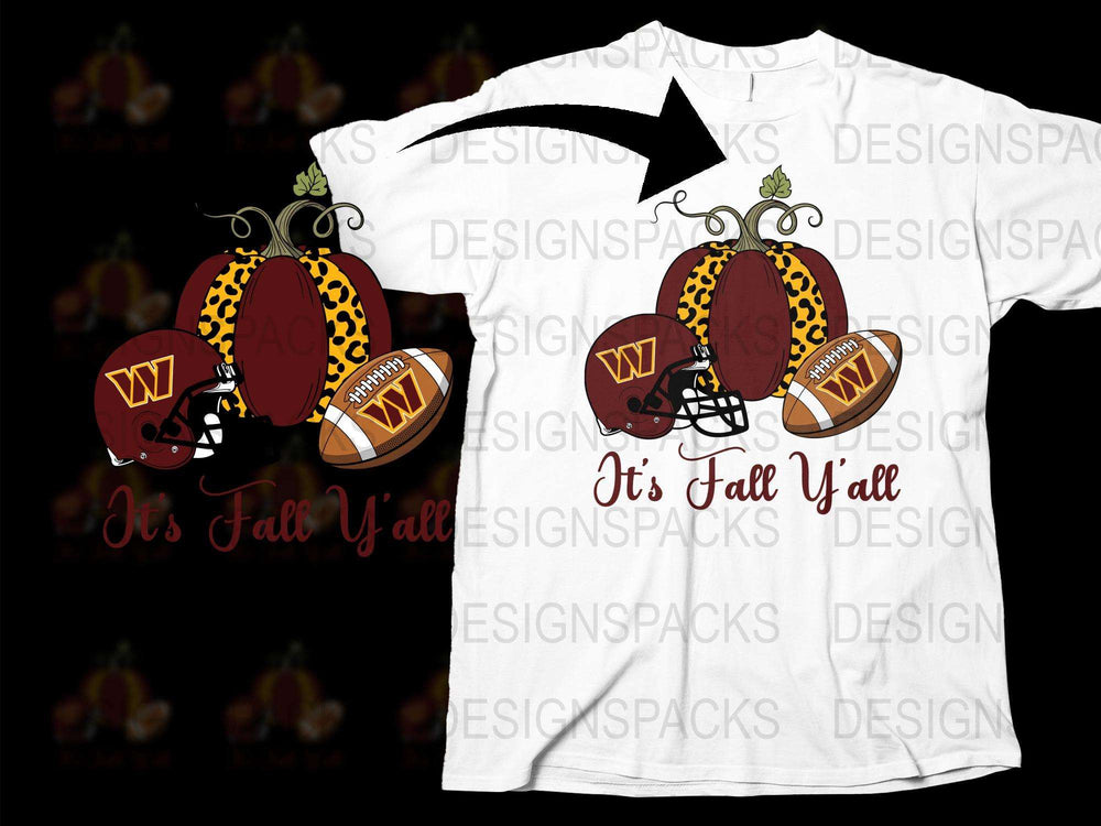 'It's Fall Y'all' T-Shirt, Autumn Football Design, Pumpkin Graphic Tee, Casual Fall Fashion, Sports Fan Shirt, Unisex Top