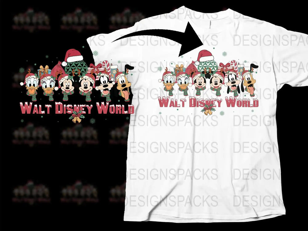 Walt Disney World Christmas T-Shirt, Mickey Friends Holiday Tee, Family Vacation Apparel