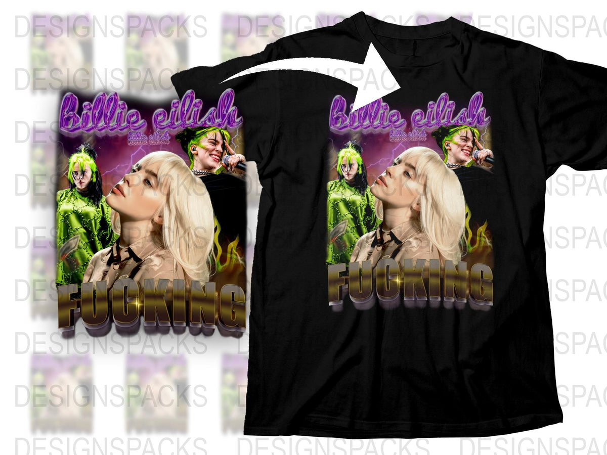 Billie Eilish Graphic T-Shirt, Bold Neon Green Fan Merch, Unisex Pop Music Tee, Trendy Celebrity Apparel, Unique Gift Idea for Fans