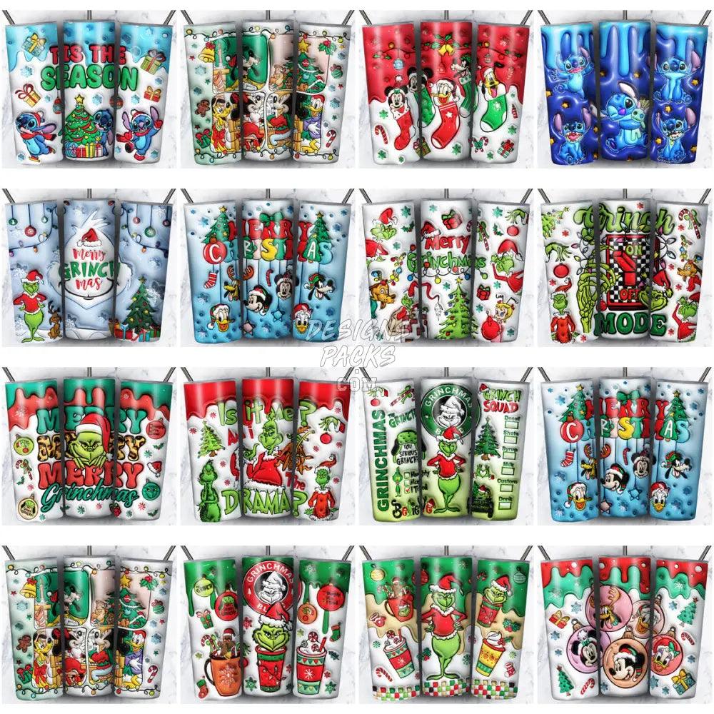 66 Inflated Cartoon 3D Puff Christmas Tumbler Wrap Bundle Jpg