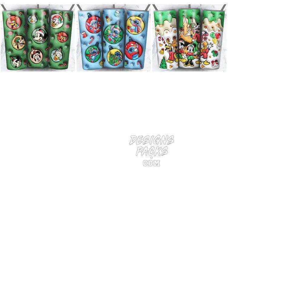 66 Inflated Cartoon 3D Puff Christmas Tumbler Wrap Bundle Jpg