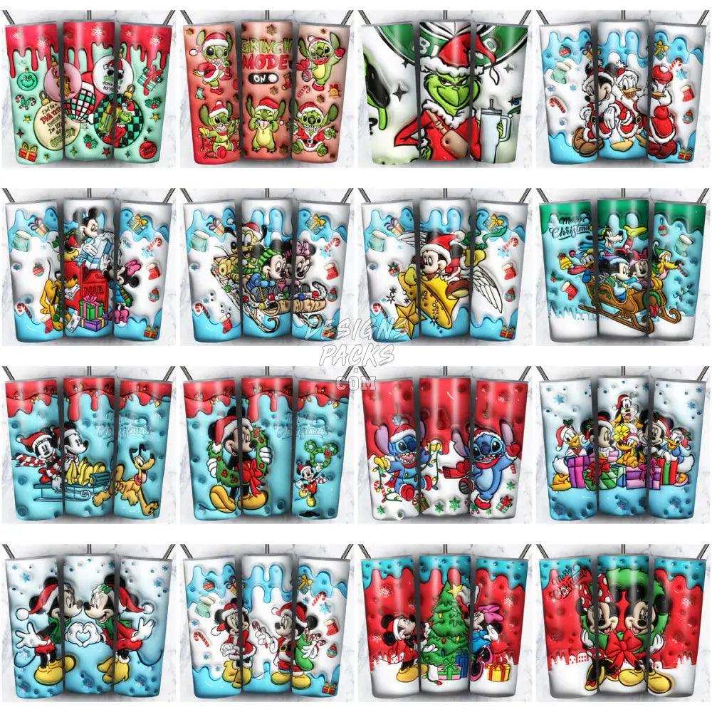 66 Inflated Cartoon 3D Puff Christmas Tumbler Wrap Bundle Jpg