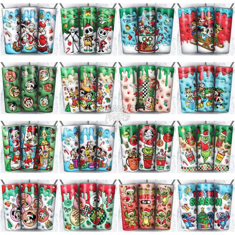 66 Inflated Cartoon 3D Puff Christmas Tumbler Wrap Bundle Jpg