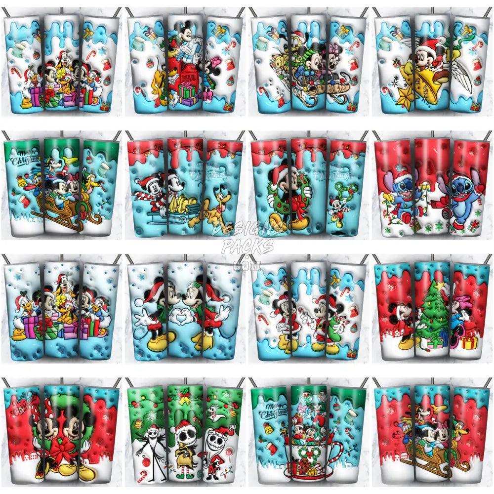 66 Inflated Cartoon 3D Puff Christmas Tumbler Wrap Bundle Jpg