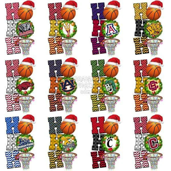 66 NCAA College Basketball Teams Christmas Ho Ho Ho Designs Bundle PNG