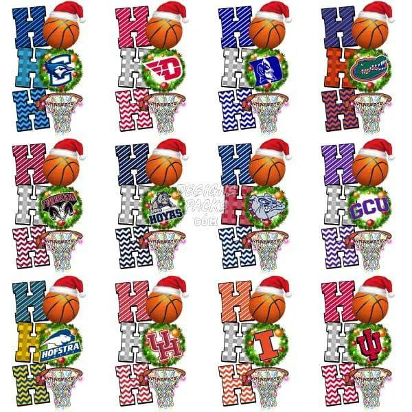 66 NCAA College Basketball Teams Christmas Ho Ho Ho Designs Bundle PNG