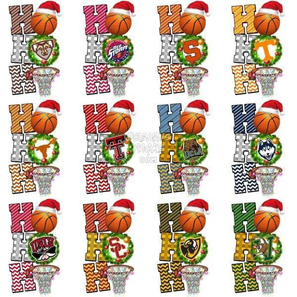 66 NCAA College Basketball Teams Christmas Ho Ho Ho Designs Bundle PNG