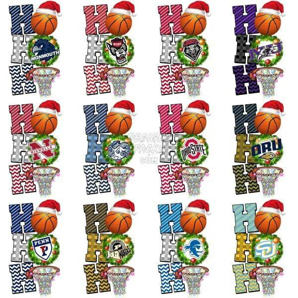 66 NCAA College Basketball Teams Christmas Ho Ho Ho Designs Bundle PNG