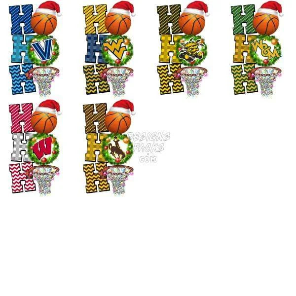 66 NCAA College Basketball Teams Christmas Ho Ho Ho Designs Bundle PNG
