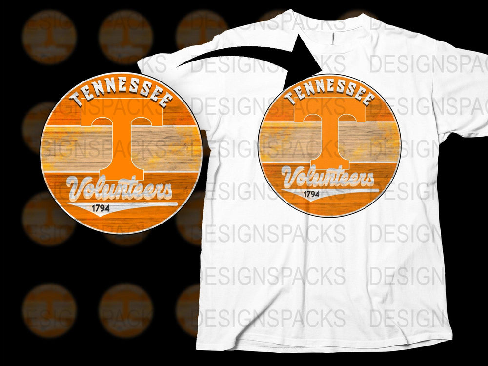 Tennessee Volunteers T-Shirt, Vintage Wood Design, College Sports Apparel, Unisex White Tee