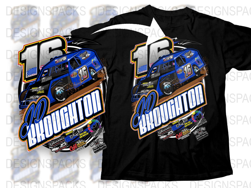 Custom Racing T-Shirt, Broughton Motorsports Graphic Tee, Black Race Car Shirt, Unique Gift for Racing Fans