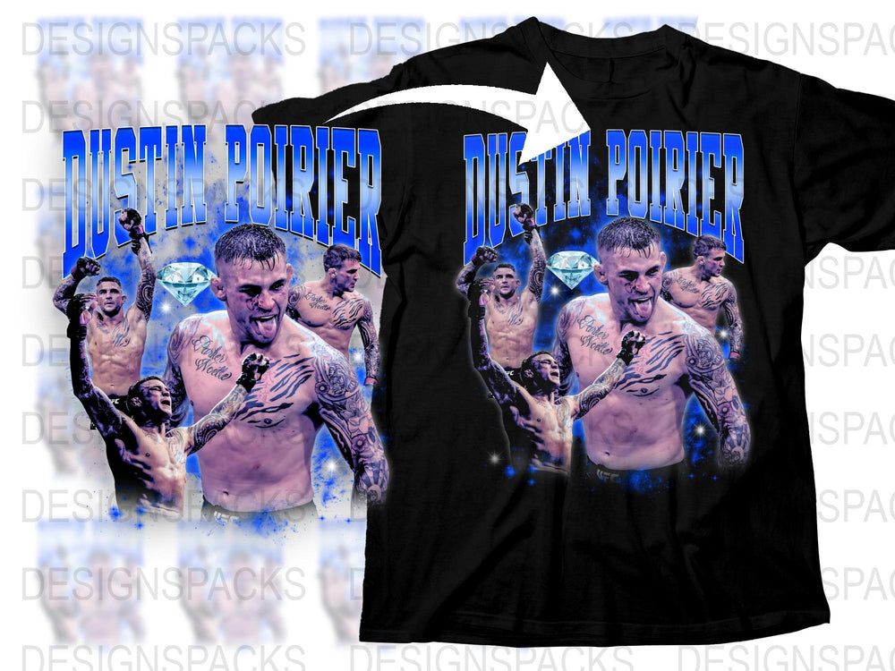 Dustin Poirier Graphic T-Shirt, MMA Fighter Print, Men's Sports Casual Tee, Fan Apparel, Athletic Black Shirt, Fight Night Gear