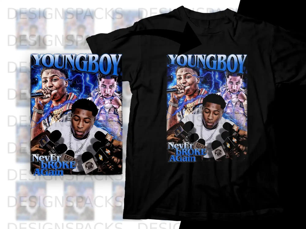 YoungBoy Never Broke Again graphic t-shirt with artist portrait.