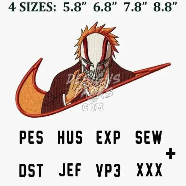 Ichigo Kurosaki Swoosh Sport Anime Embroidery Design