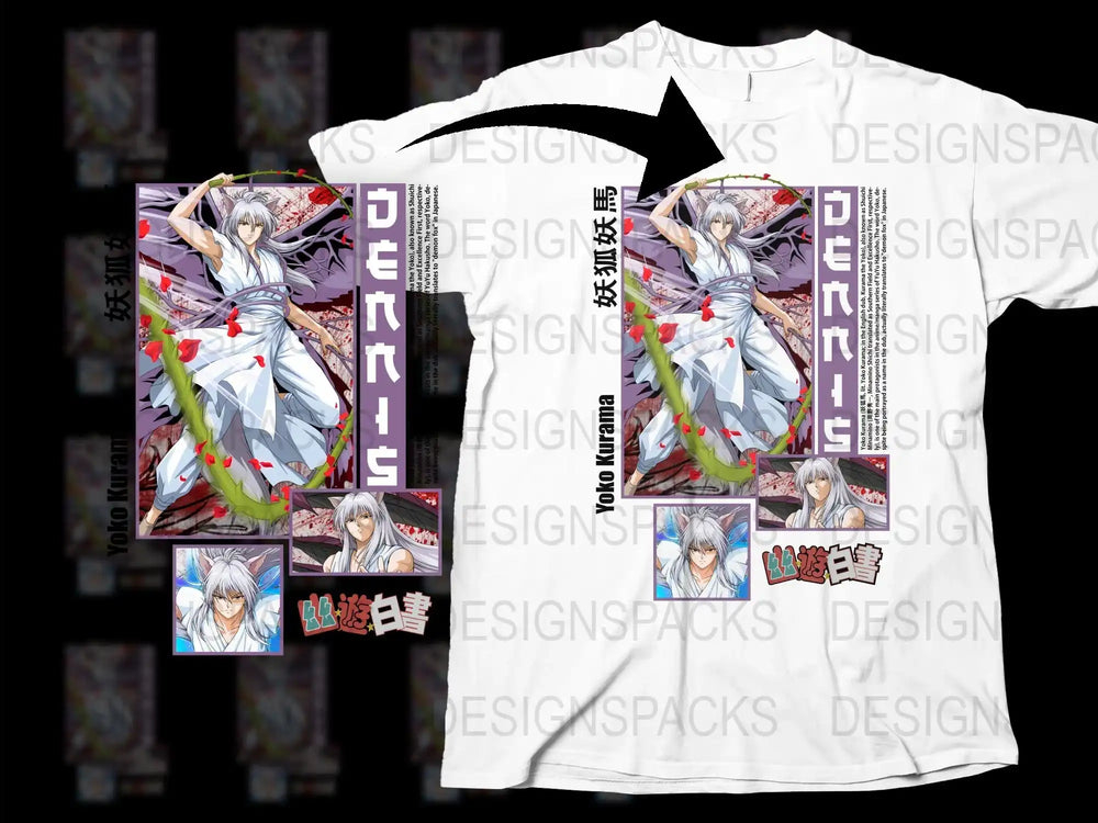 Anime Character Graphic T-Shirt, White Tee with Japanese Text and Manga Panels, Unisex