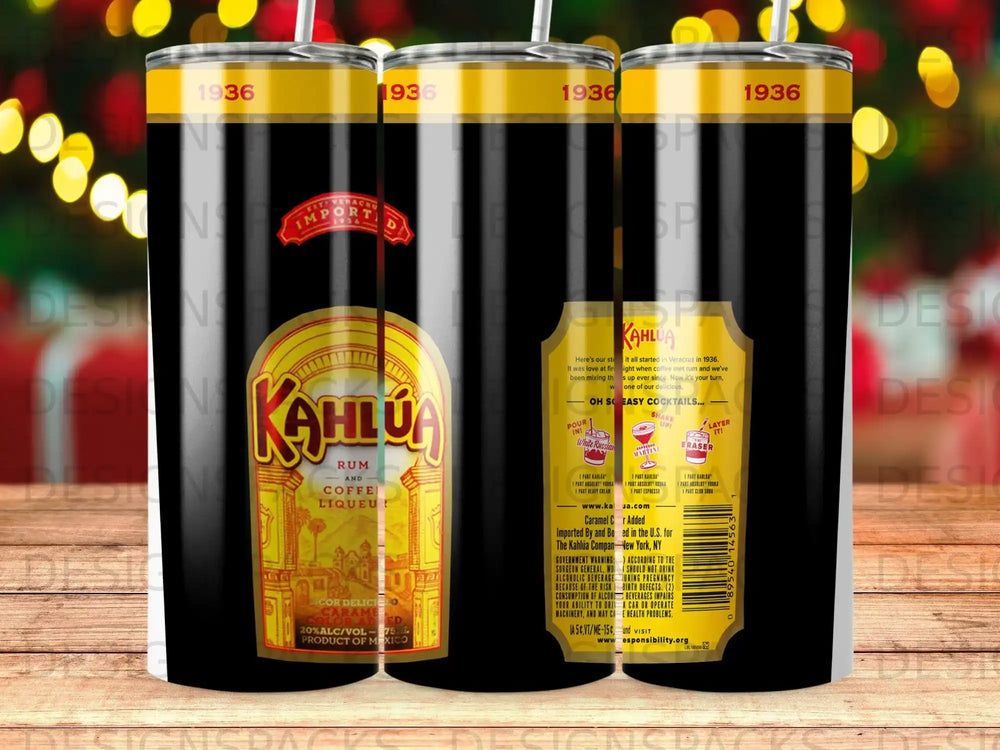 Kahlúa rum and coffee liqueur bottle with recipe instructions and product details.