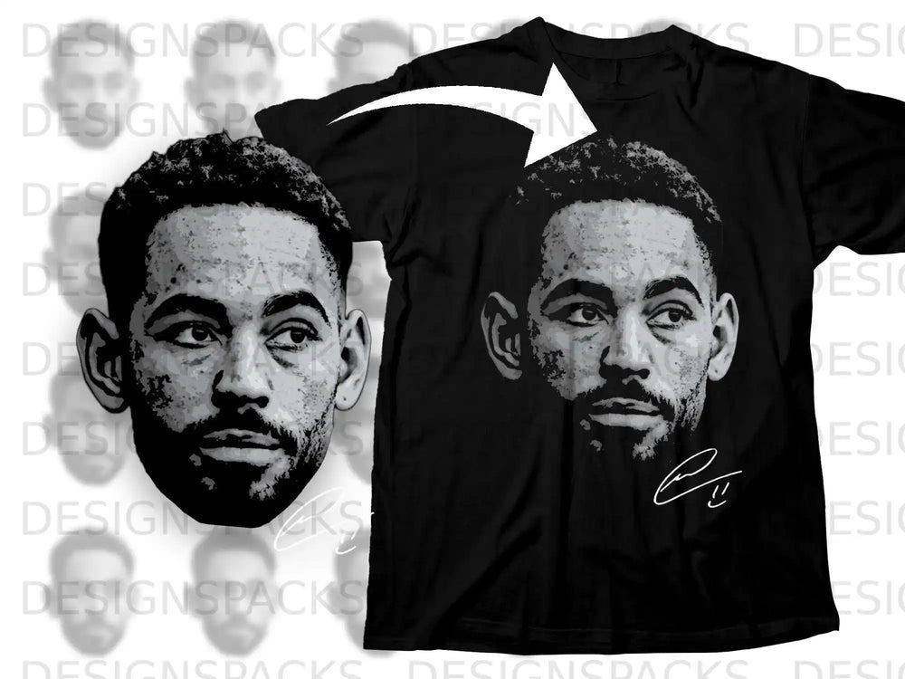 Realistic Face Graphic Tee Shirt with Signature Design