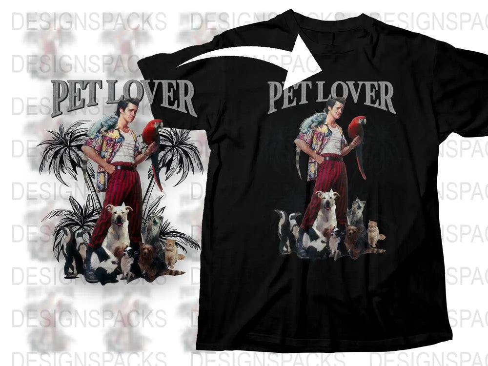 Pet Lover T-Shirt, Tropical Woman with Dogs Graphic Tee, Animal Friends Shirt, Unique Dog Lover Gift