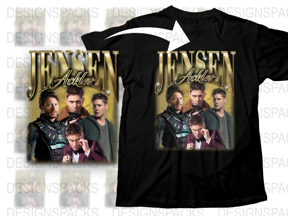 Jensen Ackles Fan T-Shirt, Supernatural Cast Collage, Graphic Tee, Multiple Poses, Gift for Fans, TV Show Apparel, Unisex Clothing