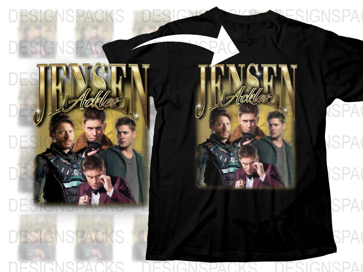 Jensen Ackles Fan T-Shirt, Supernatural Cast Collage, Graphic Tee, Multiple Poses, Gift for Fans, TV Show Apparel, Unisex Clothing