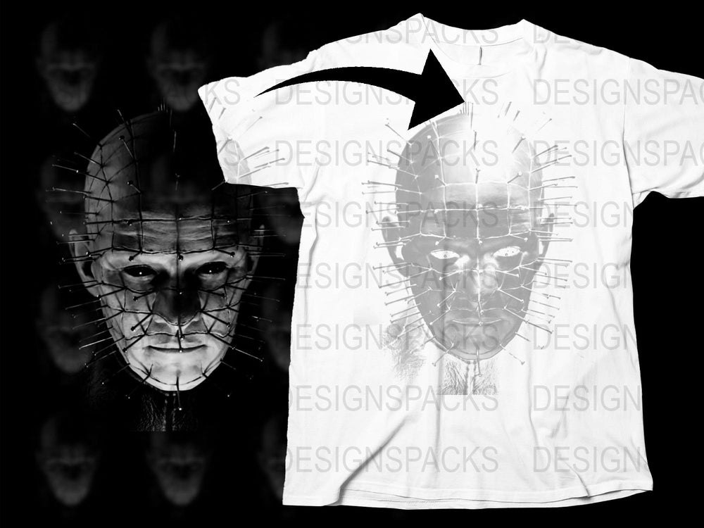 Gothic Horror Face T-Shirt, Abstract Spooky Graphic Tee, Unisex Black and White Shirt