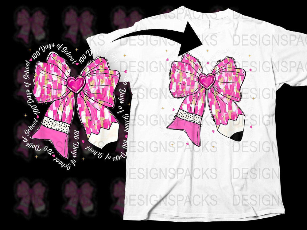 Cheer Bow T-Shirt, Customizable Dance Team Shirt, Pink Glitter Design, Sparkly Competition Apparel