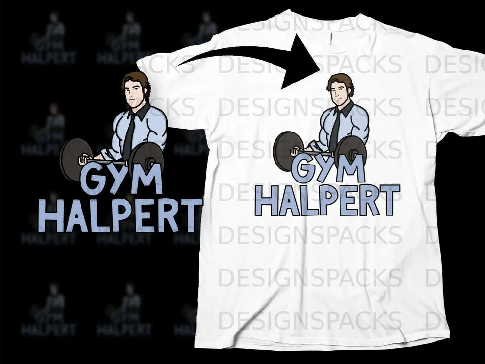Gym Halpert Cartoon Character Lifting T-Shirt